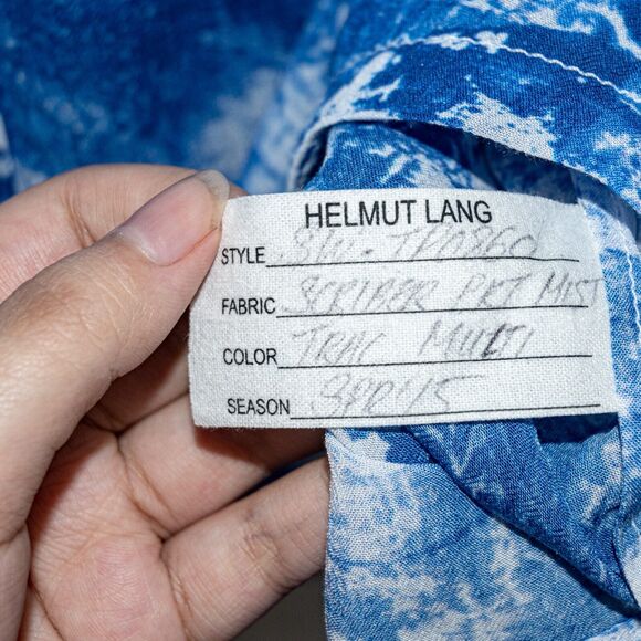 HELMUT LANG Women's Button up Shirt Blue white Print Long Sleeve - Picture 7 of 7